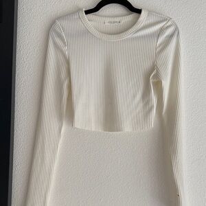 12th Tribe Ivory Ribbed Knit Top